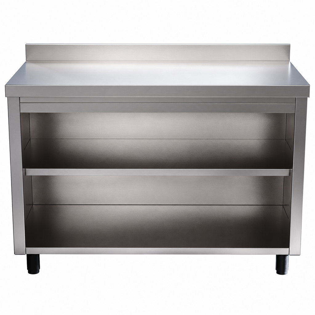 Armário Horizontal Aberto Com Espelho em Inox