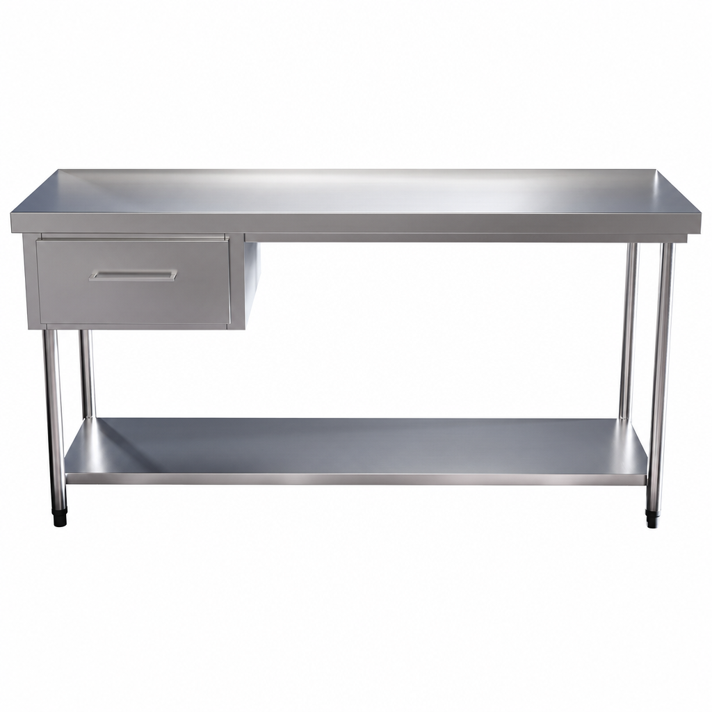 Bancada Lisa Com 1 Gaveta Em Inox
